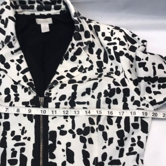Chico’s Black and White Full Zipper Lined Jacket - Picture 8 of 11